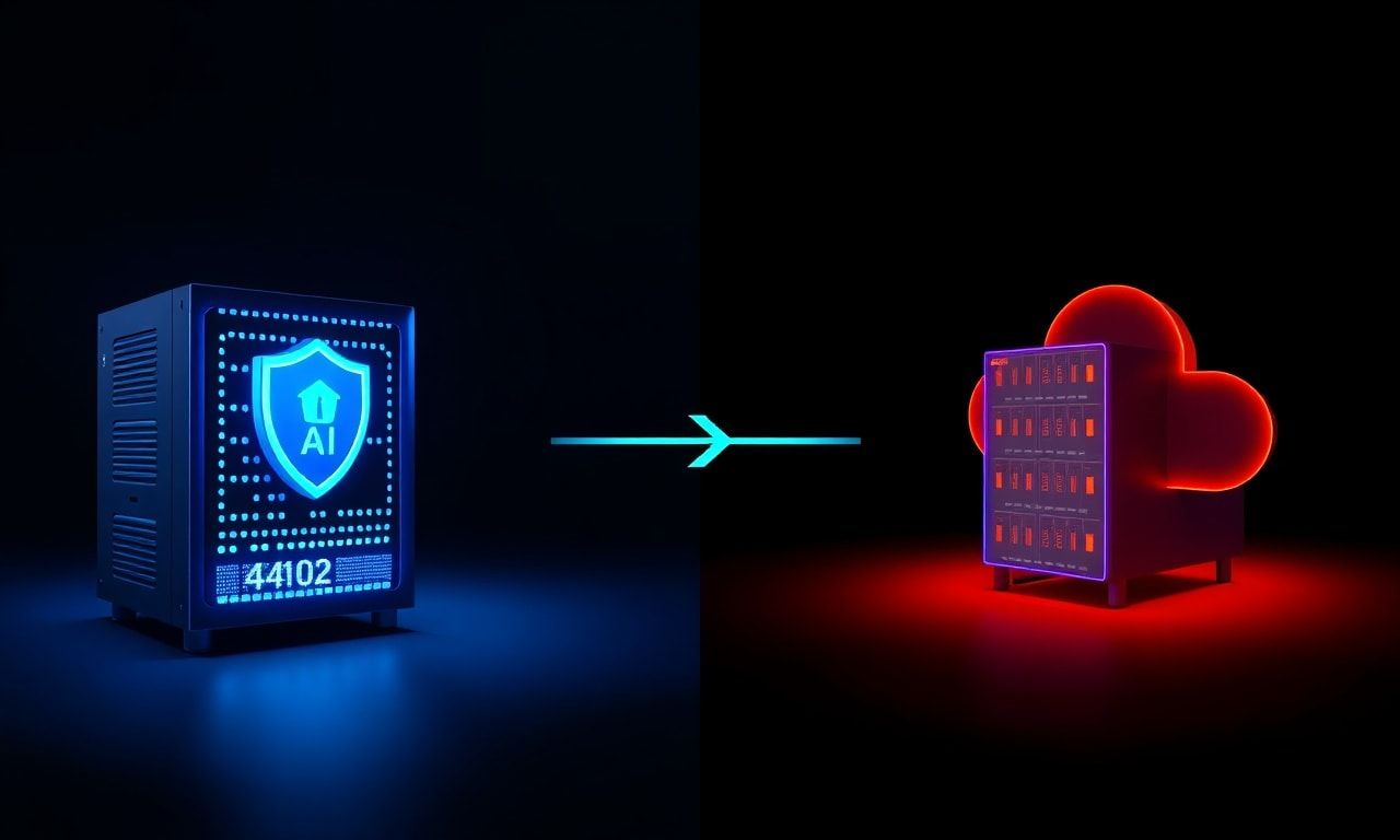 IA local vs IA na nuvem — comparativo visual